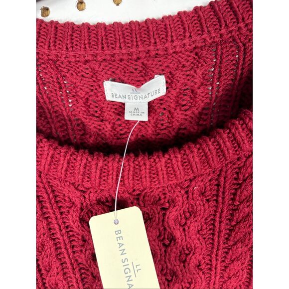 L.L Bean Signature fisherman cable tunic knit side zipper fair isle sweater size - Picture 5 of 5